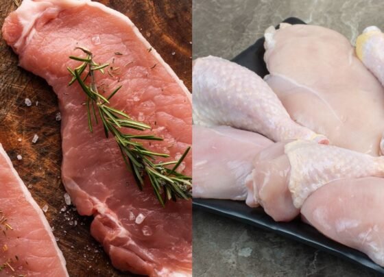 Carne suína e de frango, montagem