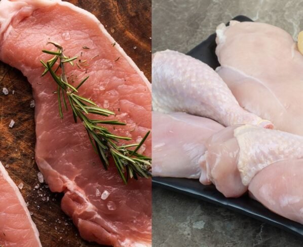 Carne suína e de frango, montagem