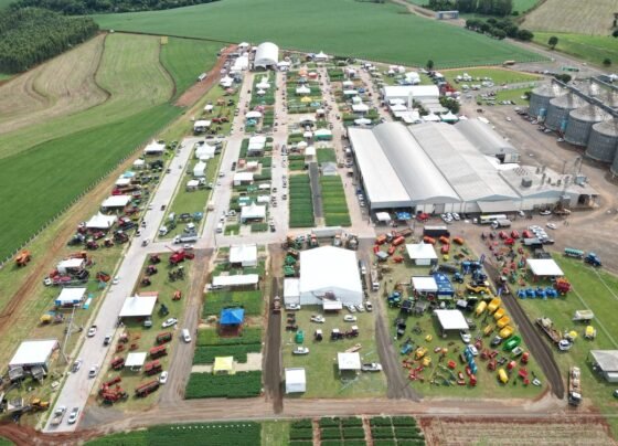 Parque de Exposições em Campo Novo, Rio Grande do Sul, vista aérea.