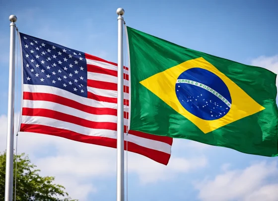 bandeiras dos EUA e do Brasil