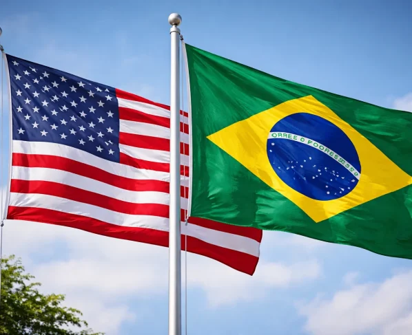 bandeiras dos EUA e do Brasil