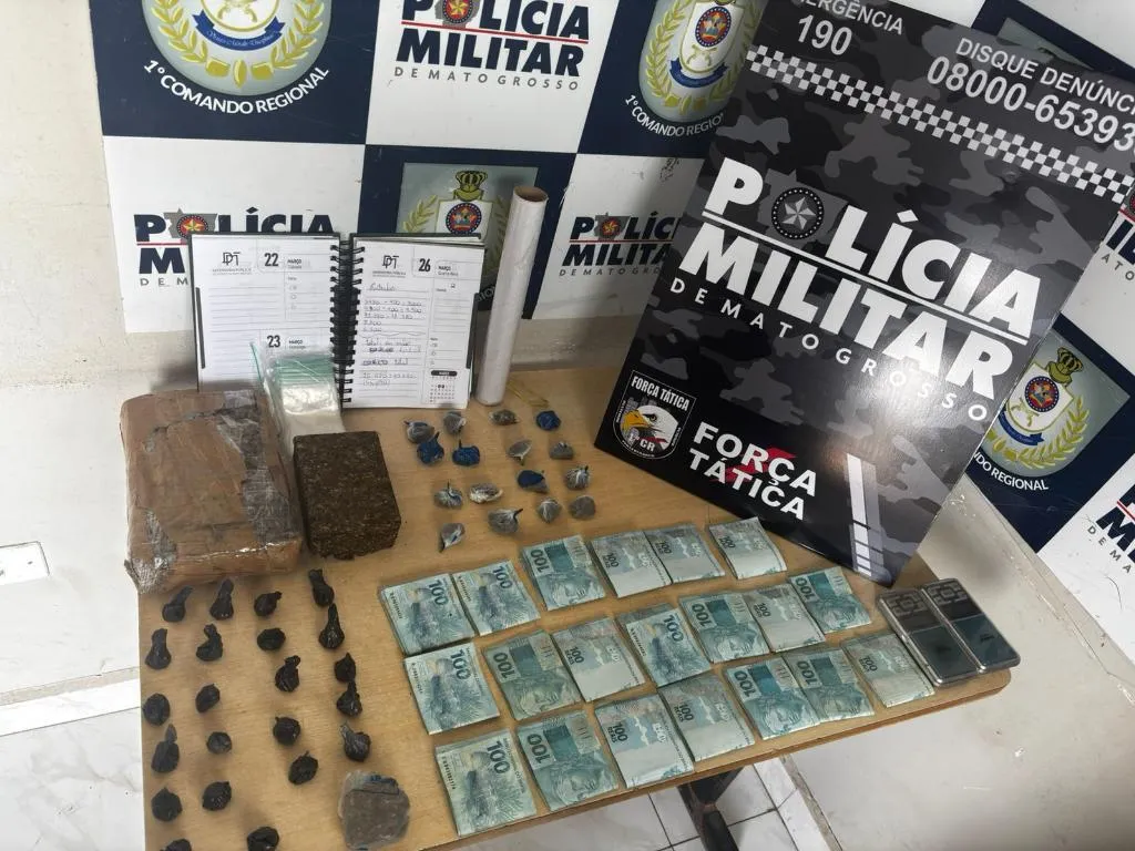 Força Tática apreende drogas e R$ 20 mil em Cuiabá